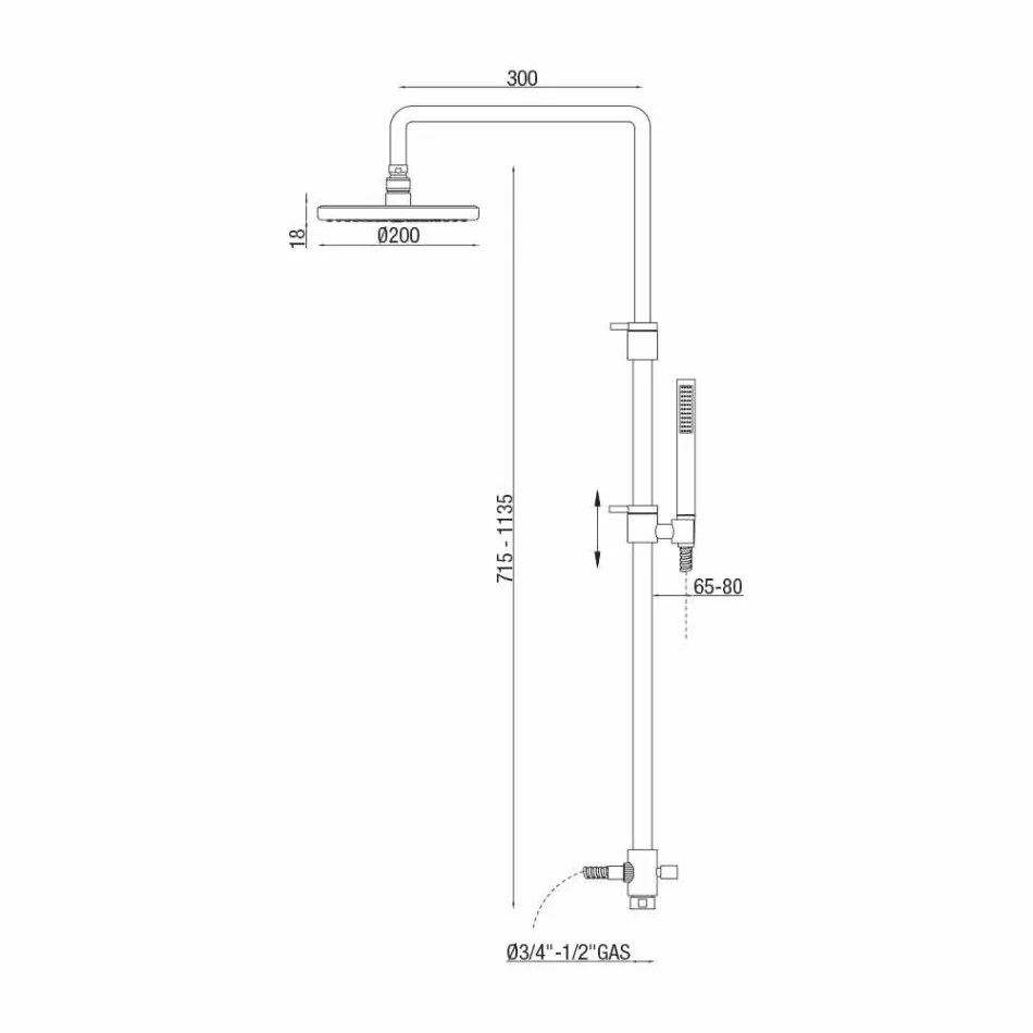 Teleskopický a nastavitelný chromový mosazný sprchový sloup vyrobený v Itálii - Naspo Viadurini