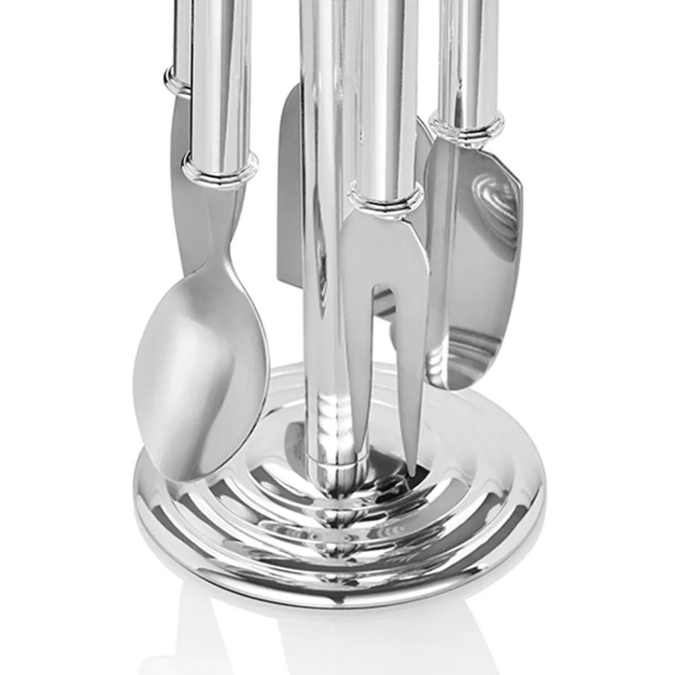 Sýrové nože ve stříbrném kovu s krystaly 5 kusů - Marfio Viadurini