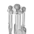 Sýrové nože ve stříbrném kovu s krystaly 5 kusů - Marfio Viadurini