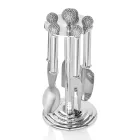 Sýrové nože ve stříbrném kovu s krystaly 5 kusů - Marfio Viadurini