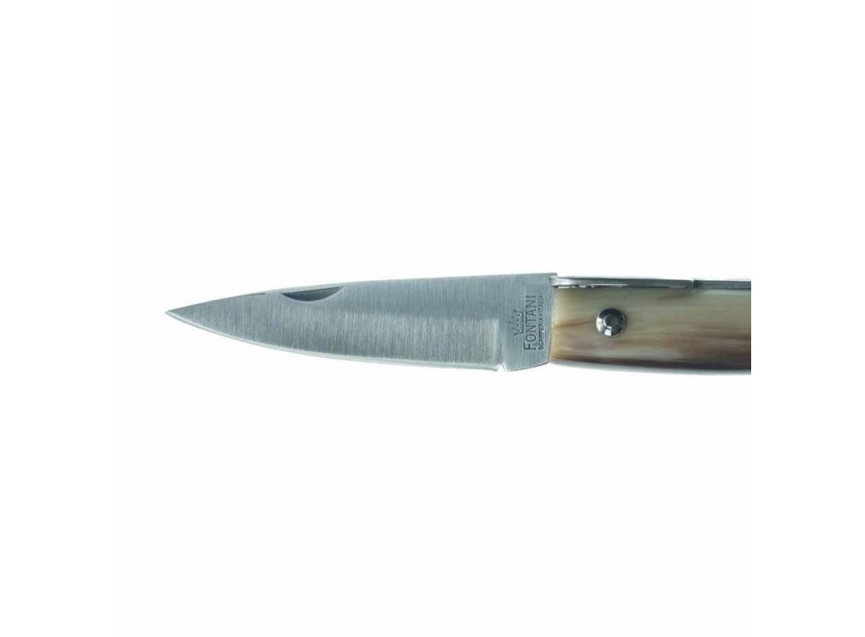 Ručně vyrobený nůž Anconetano s rukojetí Horn vyrobený v Itálii - Tanco Viadurini