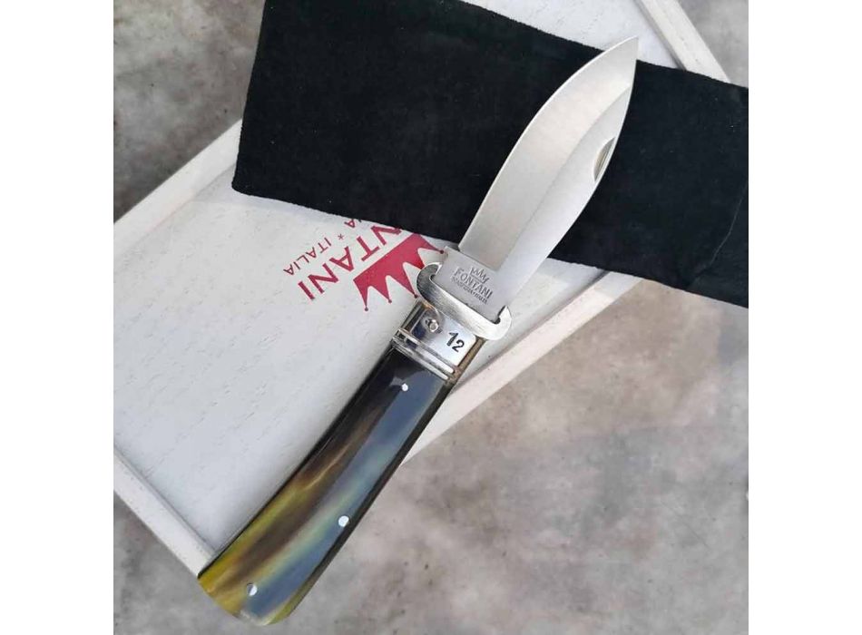 Starožitný řemeslný nůž s rohem nebo dřevěnou rukojetí vyrobený v Itálii - Mugello Viadurini