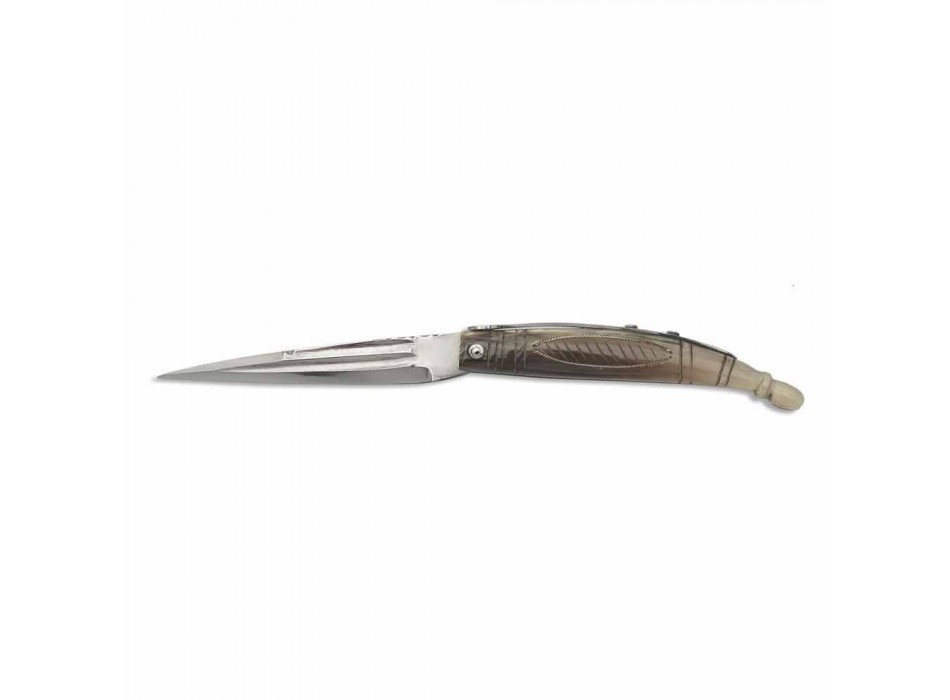 Starověký římský nůž s rukojetí Ox Horn vyrobený v Itálii - Ramon Viadurini
