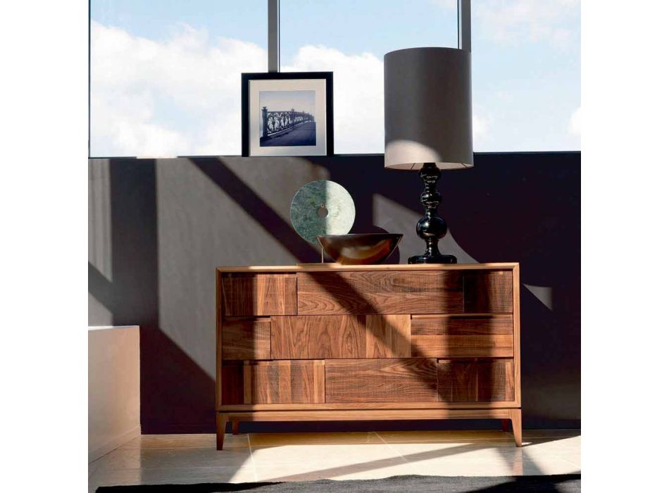 Dresser 3 zásuvky moderní design z masivního ořechu, Nino Viadurini
