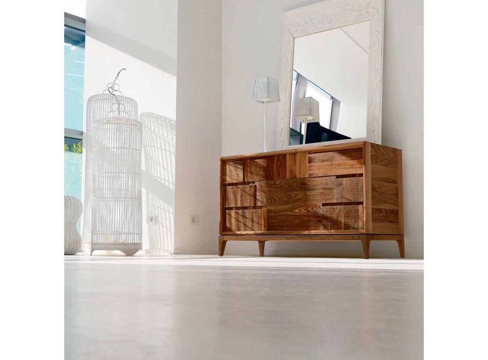 Dresser 3 zásuvky moderní design z masivního ořechu, Nino Viadurini