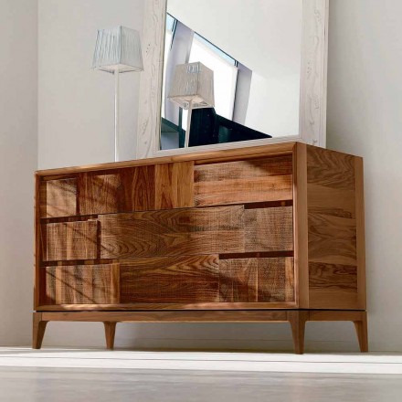 Dresser 3 zásuvky moderní design z masivního ořechu, Nino Viadurini
