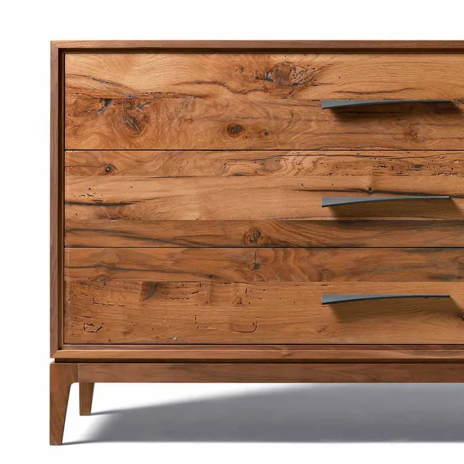 Dresser 3 zásuvky vlašský ořech moderní design, L 131 x Š 55 x H 80 cm, Sandro Viadurini