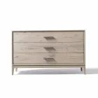 Dresser 3 zásuvky vlašský ořech moderní design, L 131 x Š 55 x H 80 cm, Sandro Viadurini