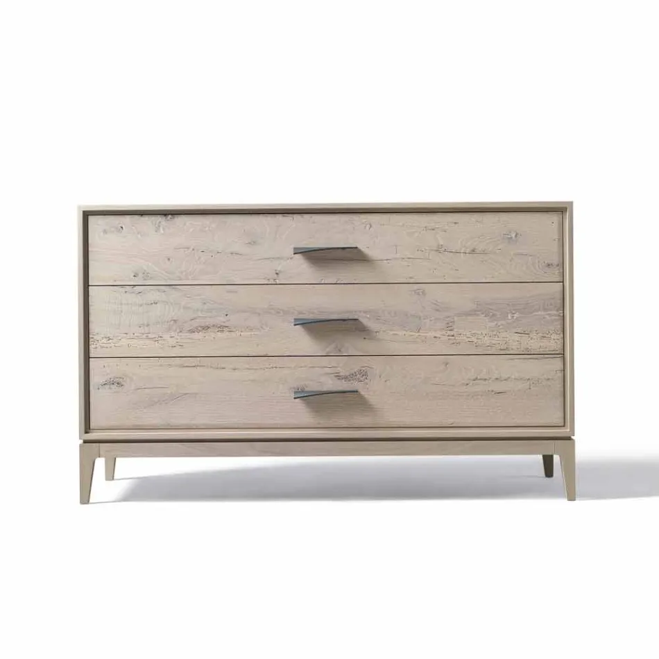 Dresser 3 zásuvky vlašský ořech moderní design, L 131 x Š 55 x H 80 cm, Sandro Viadurini