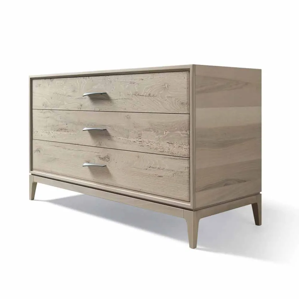 Dresser 3 zásuvky vlašský ořech moderní design, L 131 x Š 55 x H 80 cm, Sandro Viadurini