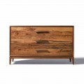 Dresser 3 zásuvky vlašský ořech moderní design, L 131 x Š 55 x H 80 cm, Sandro