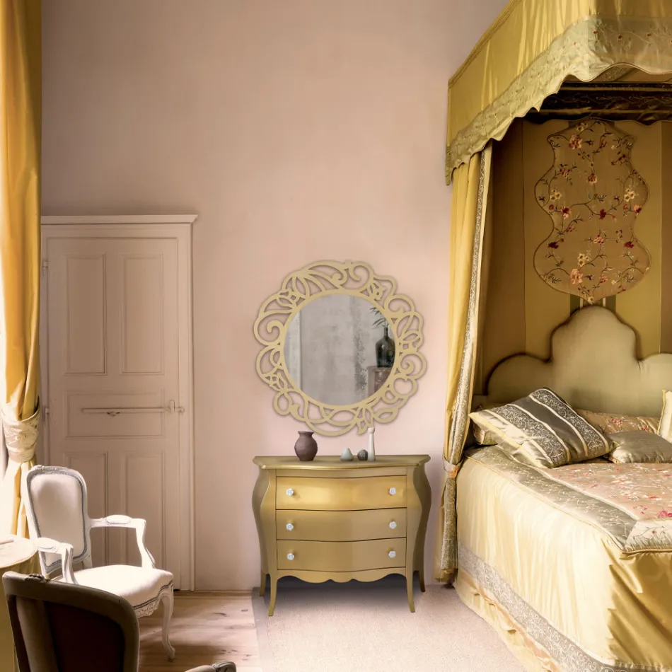 Zaoblená komoda se 3 zásuvkami v různých povrchových úpravách Made in Italy - Gamad Viadurini