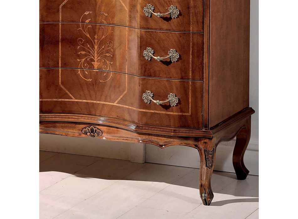 Klasická komoda s 8 zásuvkami z ořechového dřeva Bassano Made in Italy - Luxus Viadurini