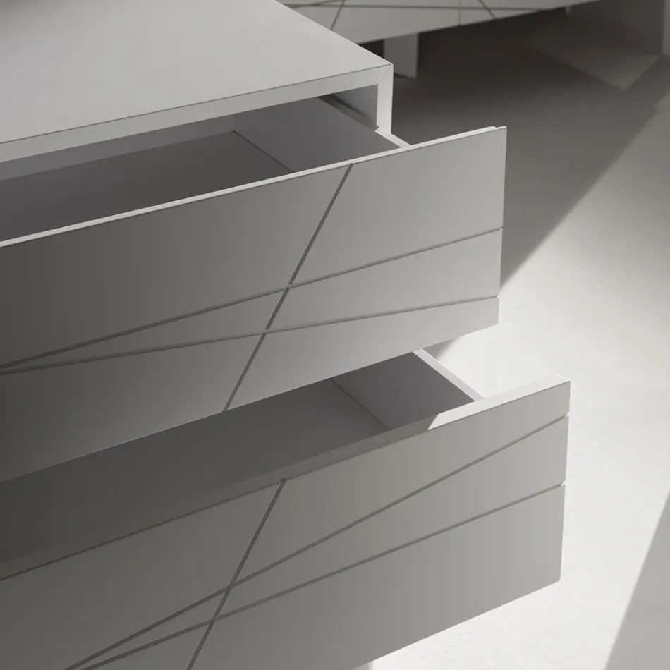 Komoda se 3 zásuvkami z lakované dřevotřísky - Gemelli Viadurini