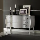 Komoda se 3 zásuvkami z perleťově bílé lipové laťovky Made in Italy - Babaevo Viadurini