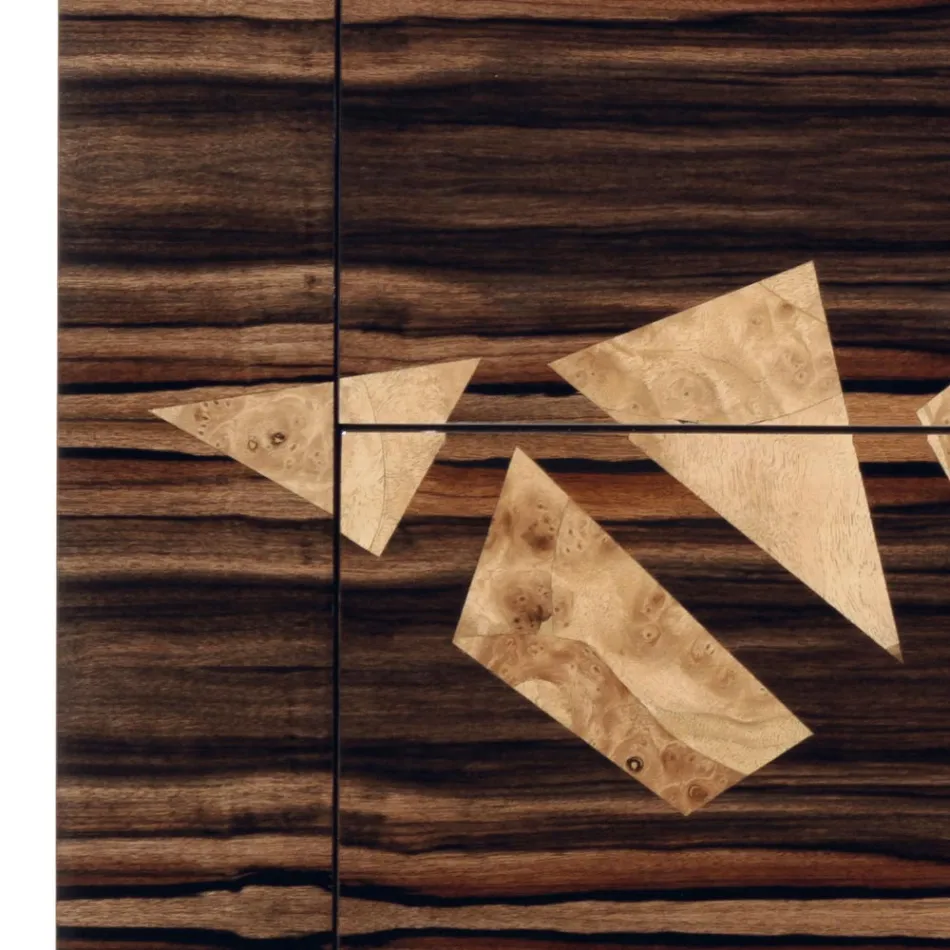 Designový ebenový dřevěný komoda 4Cassetti Grilli Zarafa vyrobený v Itálii Viadurini