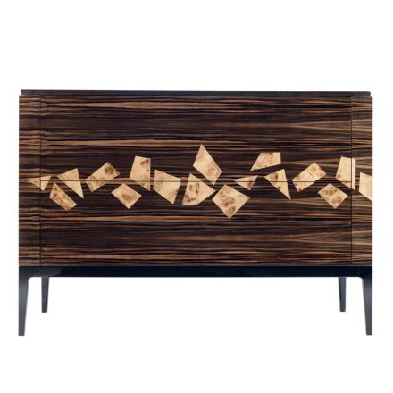 Designový ebenový dřevěný komoda 4Cassetti Grilli Zarafa vyrobený v Itálii Viadurini