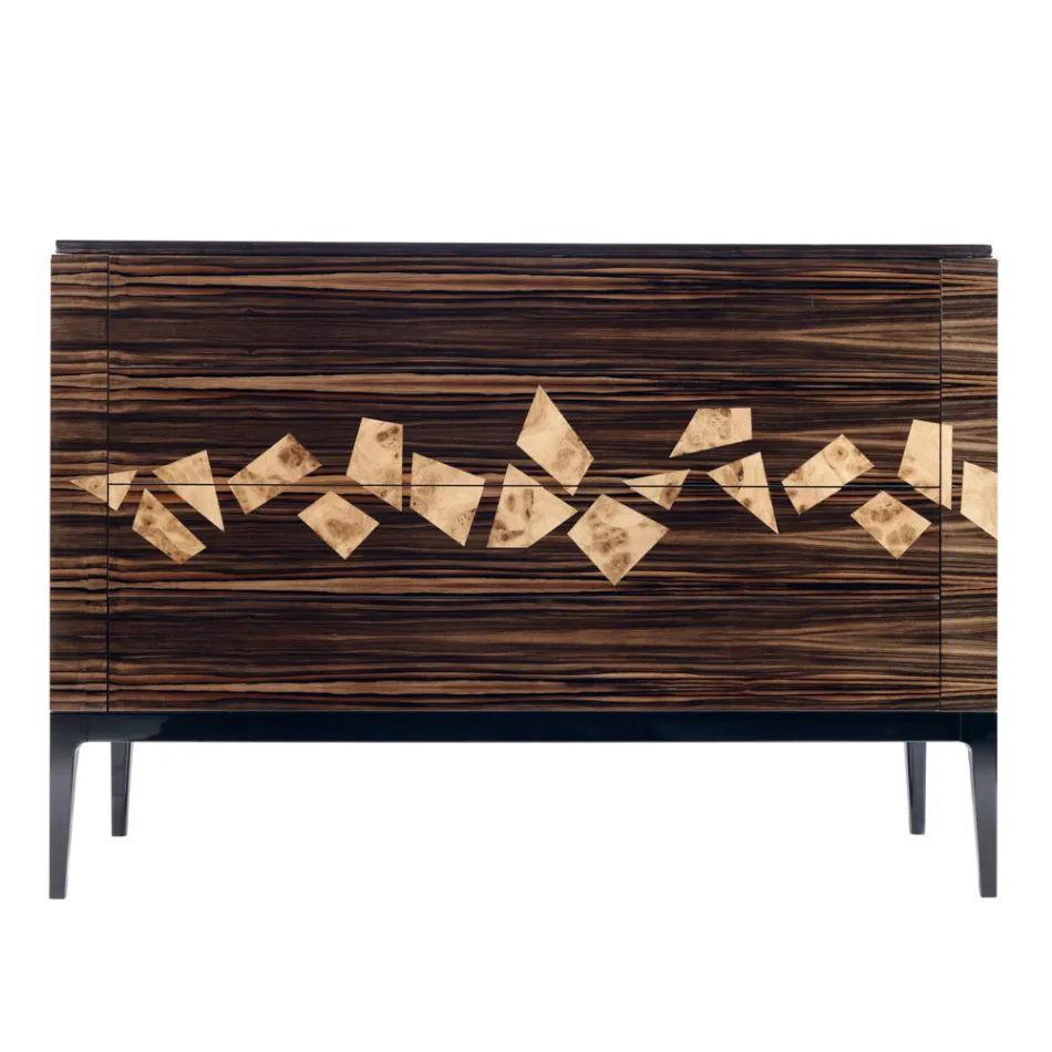Designový ebenový dřevěný komoda 4Cassetti Grilli Zarafa vyrobený v Itálii Viadurini