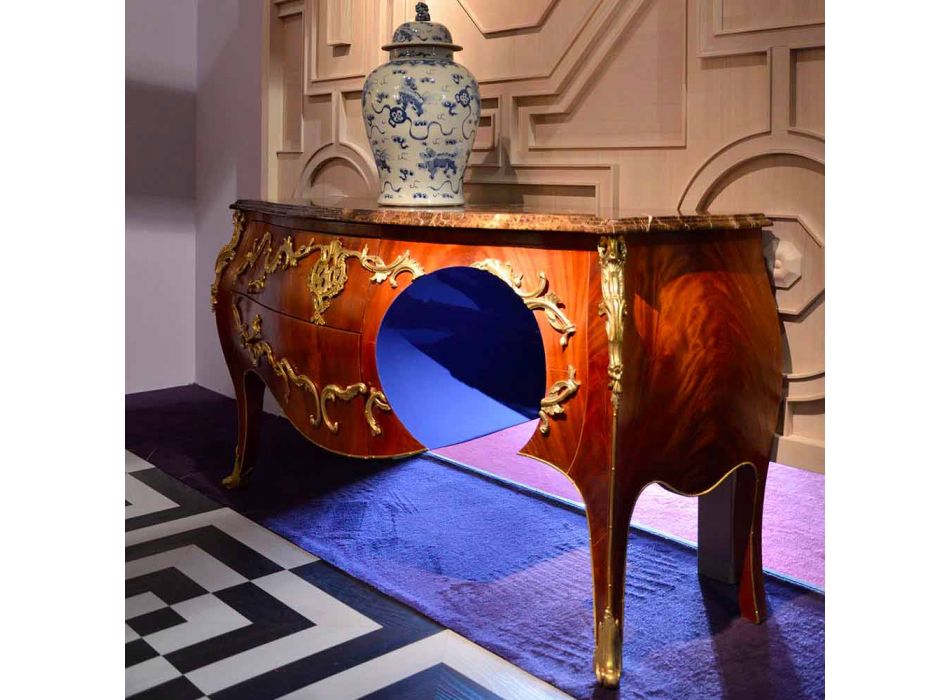 Dresser v mramoru a dekoracemi v ottore designem, vyrobený v Itálii, Gildo Viadurini