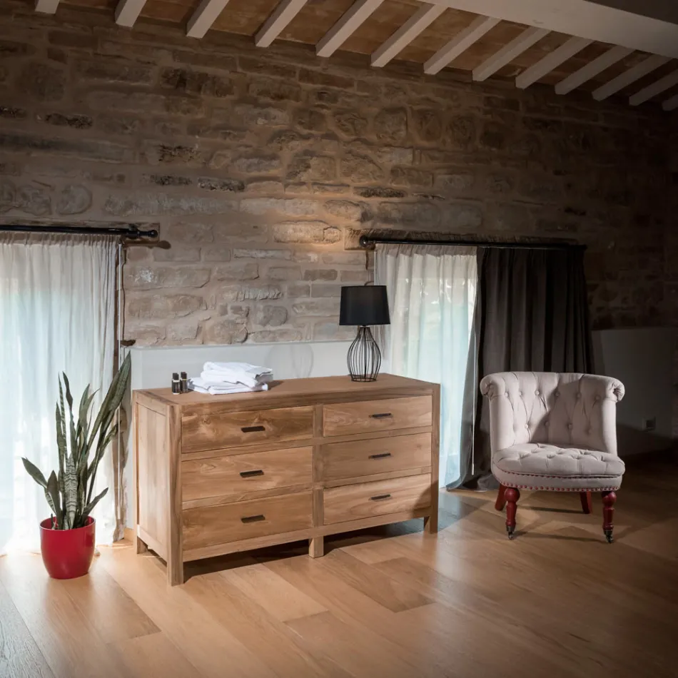 Komoda z masivního teakového dřeva se 6 zásuvkami - Muay Viadurini