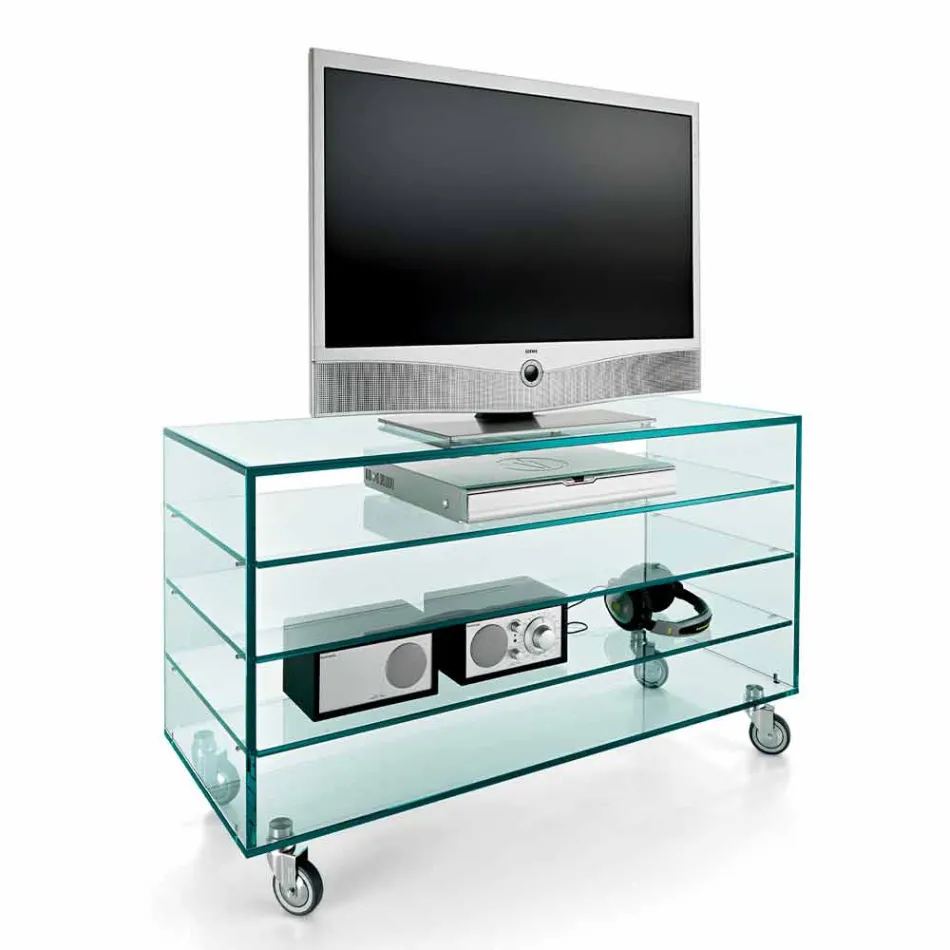 Výzdoba na šaty ze skla a šest zásuvek z bílého dřeva vyrobených v Itálii - Ganzo Viadurini