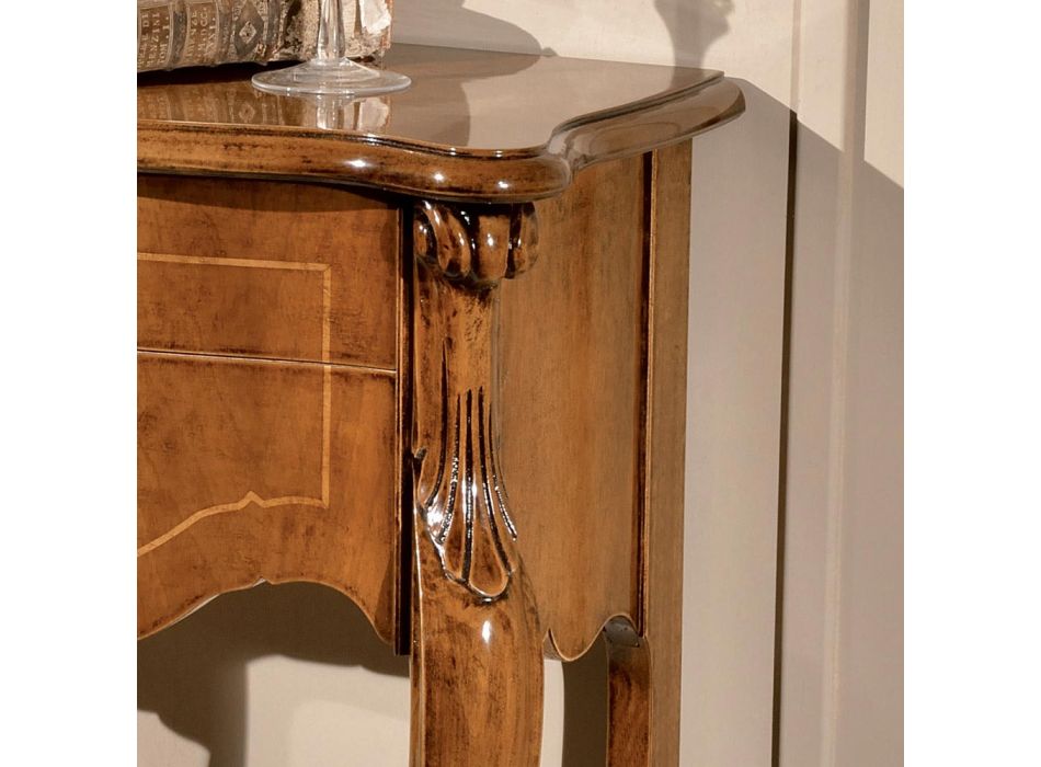 Klasický noční stolek se 2 zásuvkami z ořechového dřeva Bassano Made in Italy - Commodo Viadurini