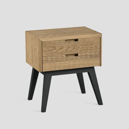 Noční stolek se 2 zásuvkami z masivního jehličnatého dřeva Made in Italy - Amarant Viadurini