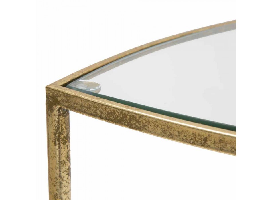 Moderní designový trojúhelníkový noční stolek ze železa a skla - Kira Viadurini