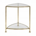 Moderní designový trojúhelníkový noční stolek ze železa a skla - Kira
