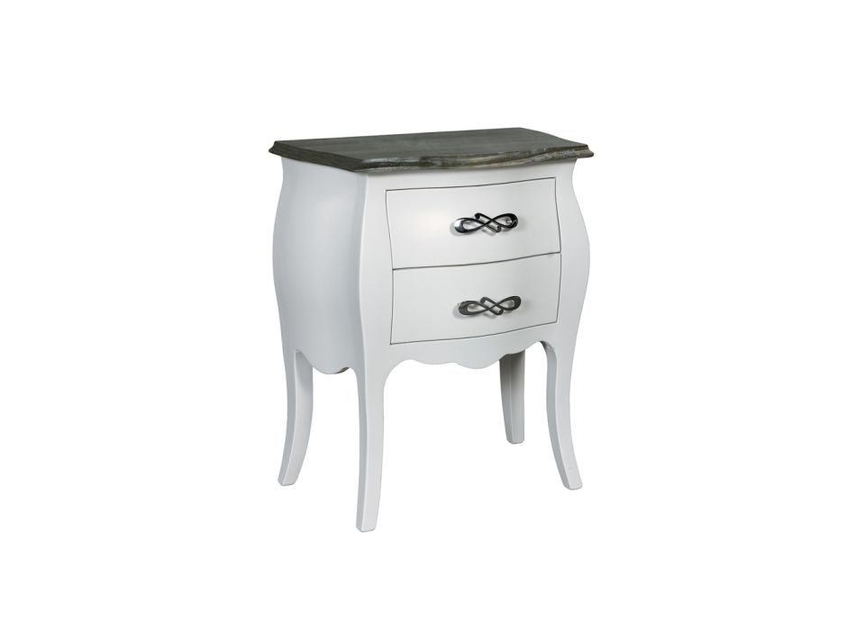 Dvoubarevný noční stolek v pudrové a nošené bílé Made in Italy - Mantis Viadurini