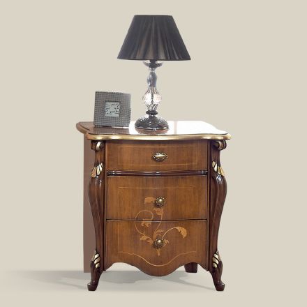 Klasický noční stolek 3 luxusní zásuvky ořechové dřevo Made in Italy - Cambrige Viadurini