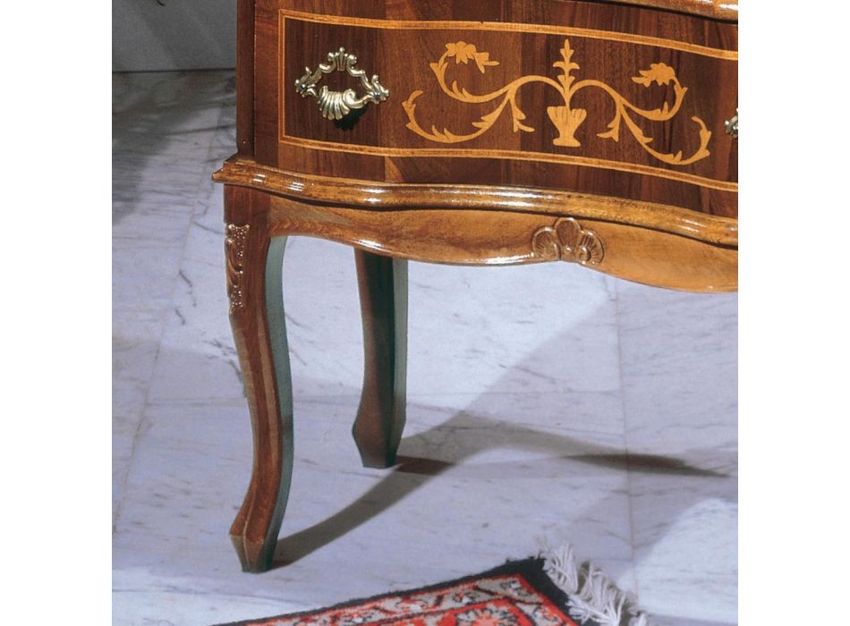 Klasický noční stolek z ořechového dřeva se zásuvkami vyrobený v Itálii - elegantní Viadurini