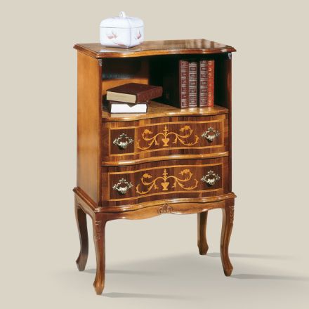 Klasický noční stolek z ořechového dřeva se zásuvkami vyrobený v Itálii - elegantní Viadurini