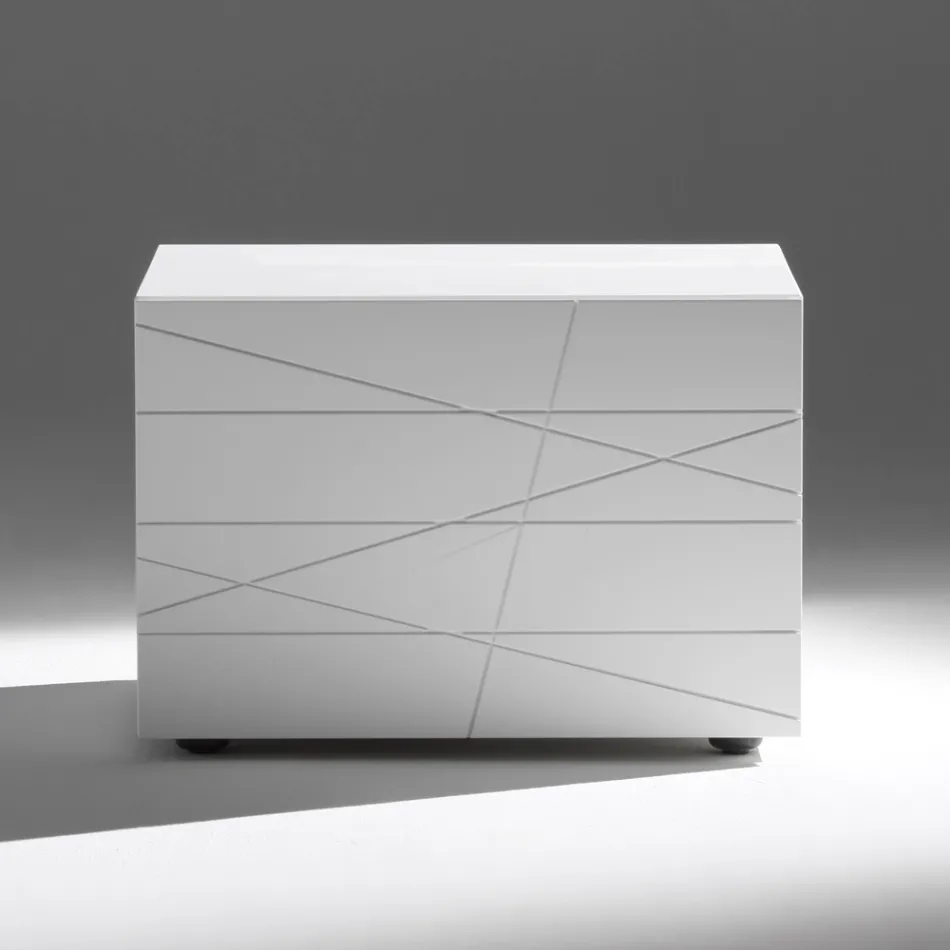 Noční stolek s 1 zásuvkou z lakované dřevotřísky - Leone Viadurini