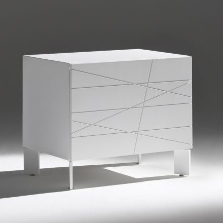 Noční stolek s 1 zásuvkou z lakované dřevotřísky - Leone Viadurini