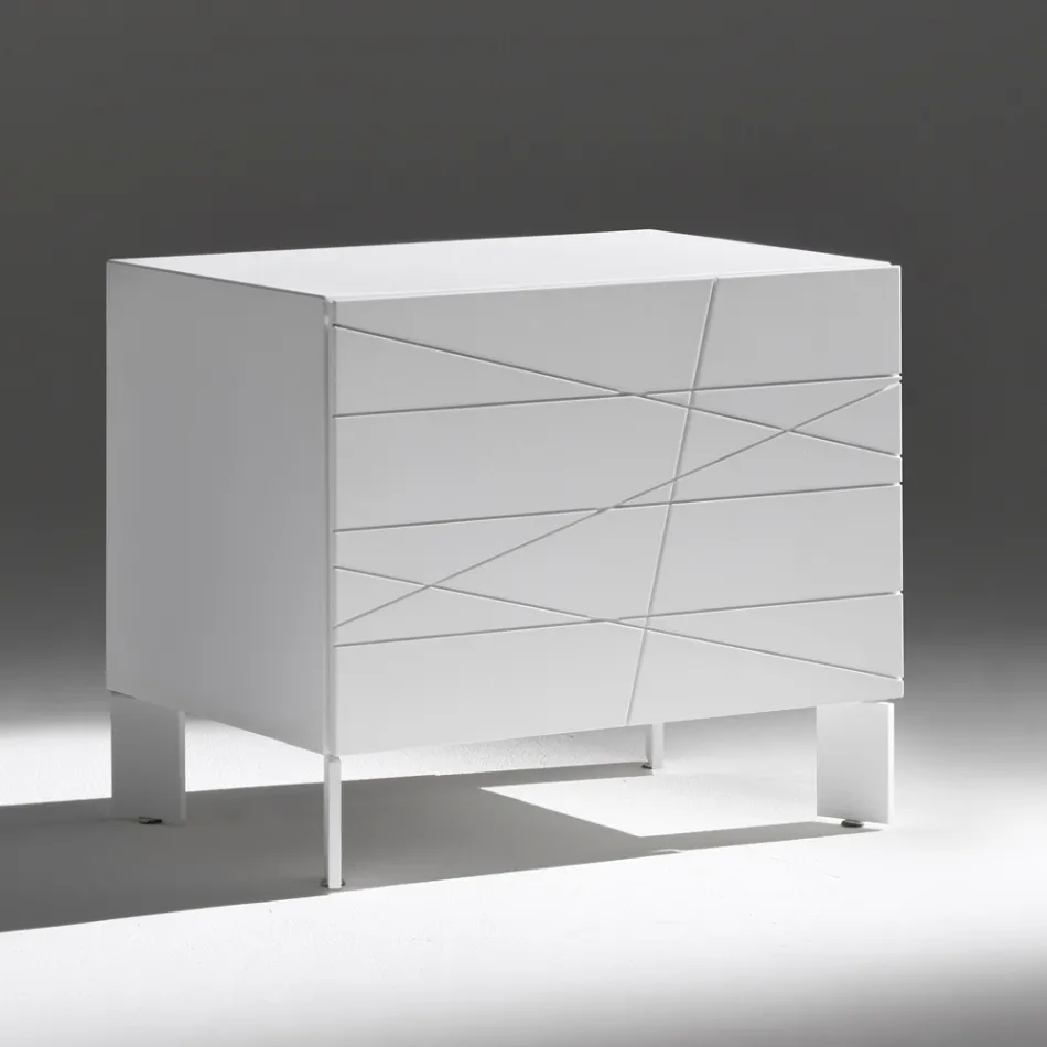 Noční stolek s 1 zásuvkou z lakované dřevotřísky - Leone Viadurini