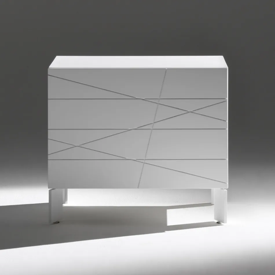 Noční stolek s 1 zásuvkou z lakované dřevotřísky - Leone Viadurini