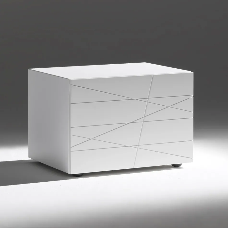 Noční stolek s 1 zásuvkou z lakované dřevotřísky - Leone Viadurini