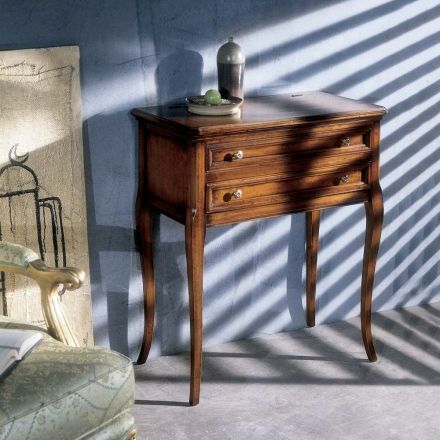 Noční stolek se 2 zásuvkami a otevírací dřevěnou deskou Made in Italy - Anat Viadurini