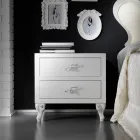 Noční stolek se 2 zásuvkami v provedení Pearl White Made in Italy - Bacau Viadurini