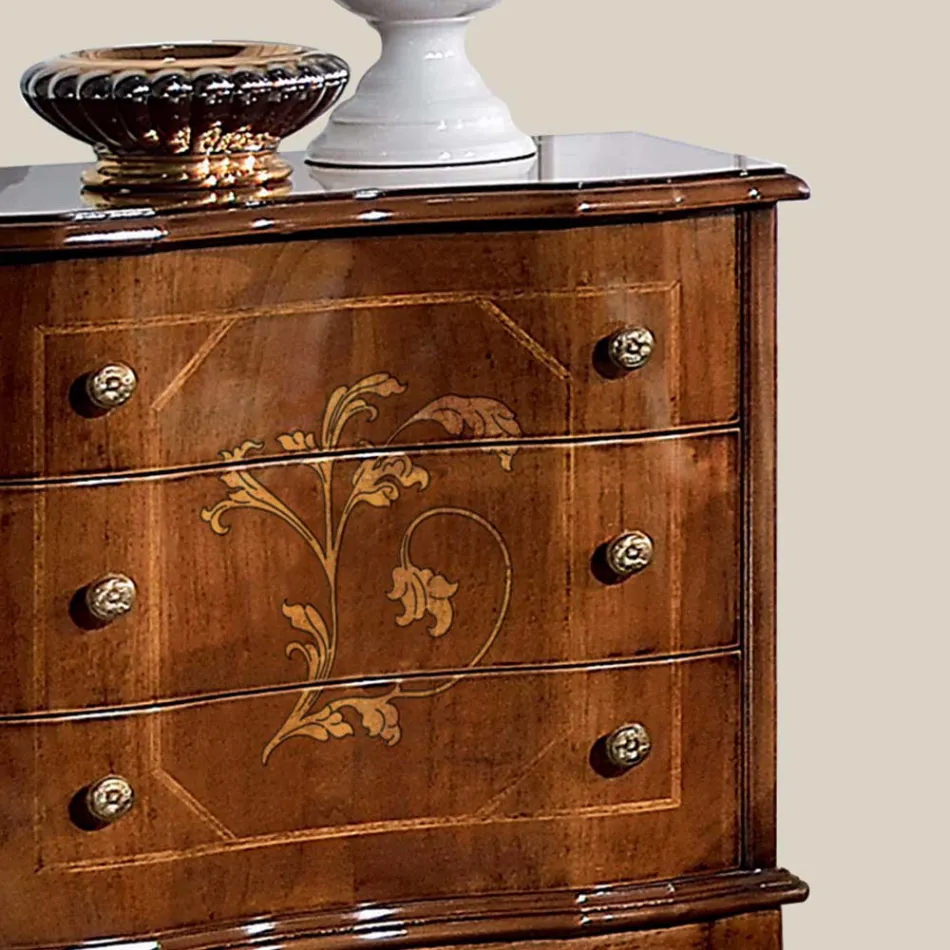 Noční stolek se 3 zásuvkami z ořechového dřeva Bassano Made in Italy - Luxus Viadurini