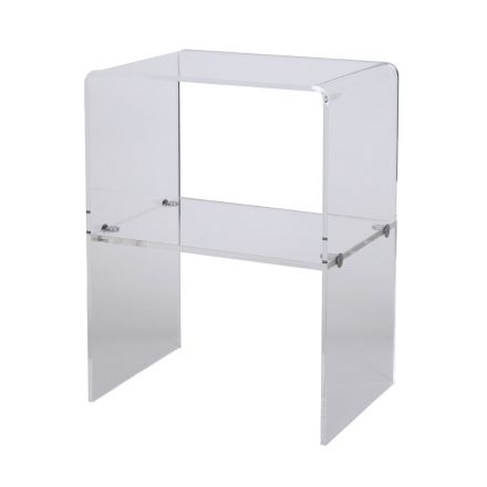 Transparentní noční stolek z akrylového křišťálu s designovou policí - Minervo Viadurini