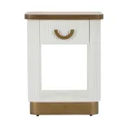 Dřevěný noční stolek zdobený reliéfními liniemi se zásuvkou a policí - Rachel Viadurini