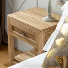 Noční stolek z masivního teakového dřeva s 1 zásuvkou - Penca Viadurini