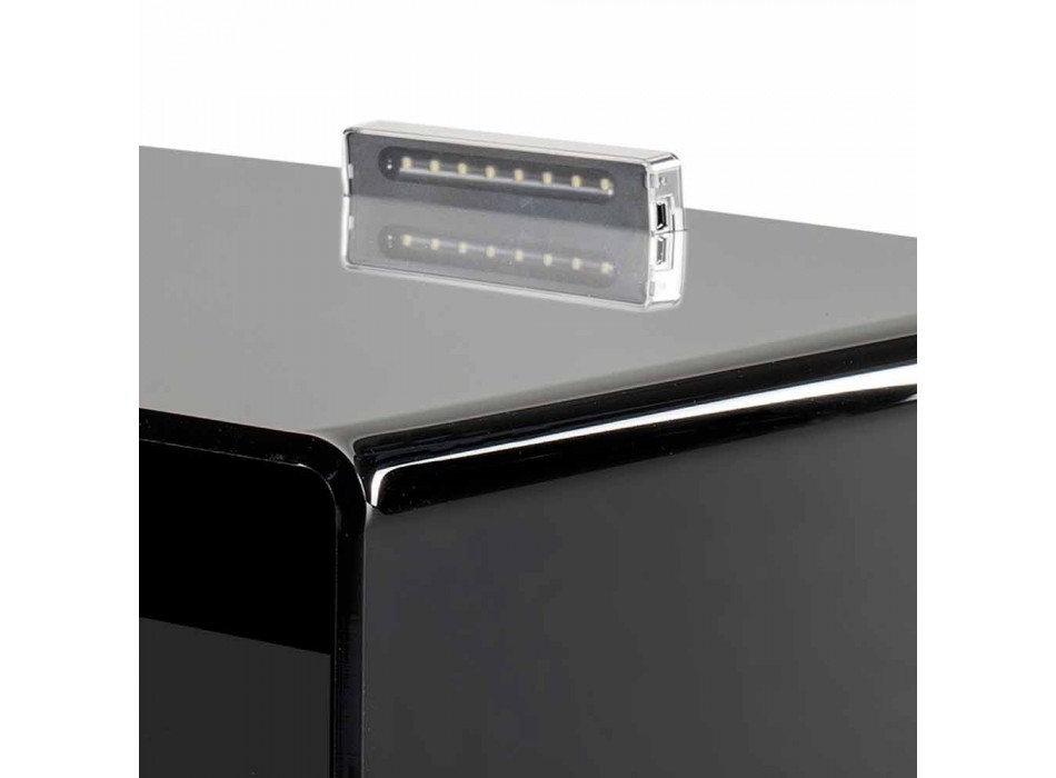 Černá noční stolek s LED světla svítí na Tocco Adelia, made in Italy Viadurini