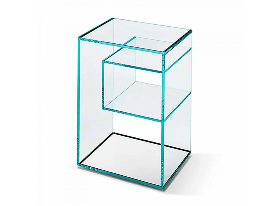Noční stolek z extra čirého skla 2 rozměry vyrobené v Itálii - Linzy Viadurini