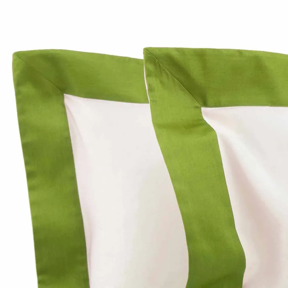 Saténový set pro manželskou postel s barevnými okraji - hyacint Viadurini