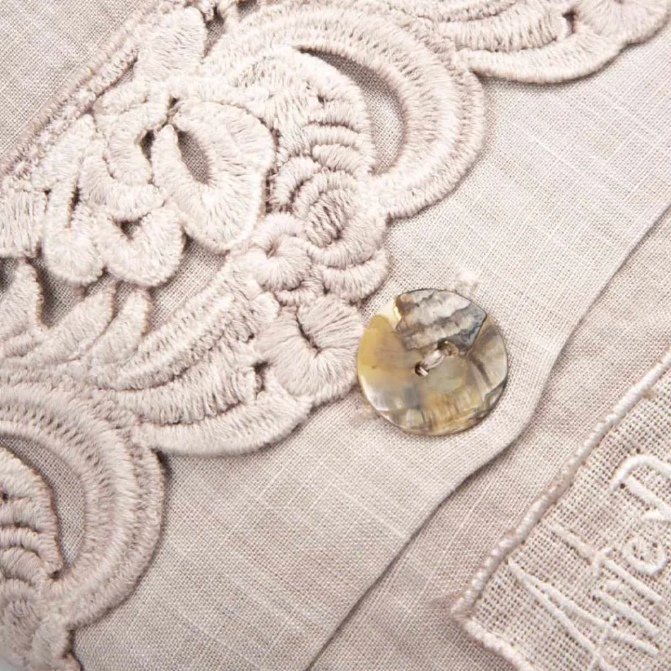 Dvojité prostěradlo ze světlého plátna a krajky Armonia 2 barvy - Detox Viadurini