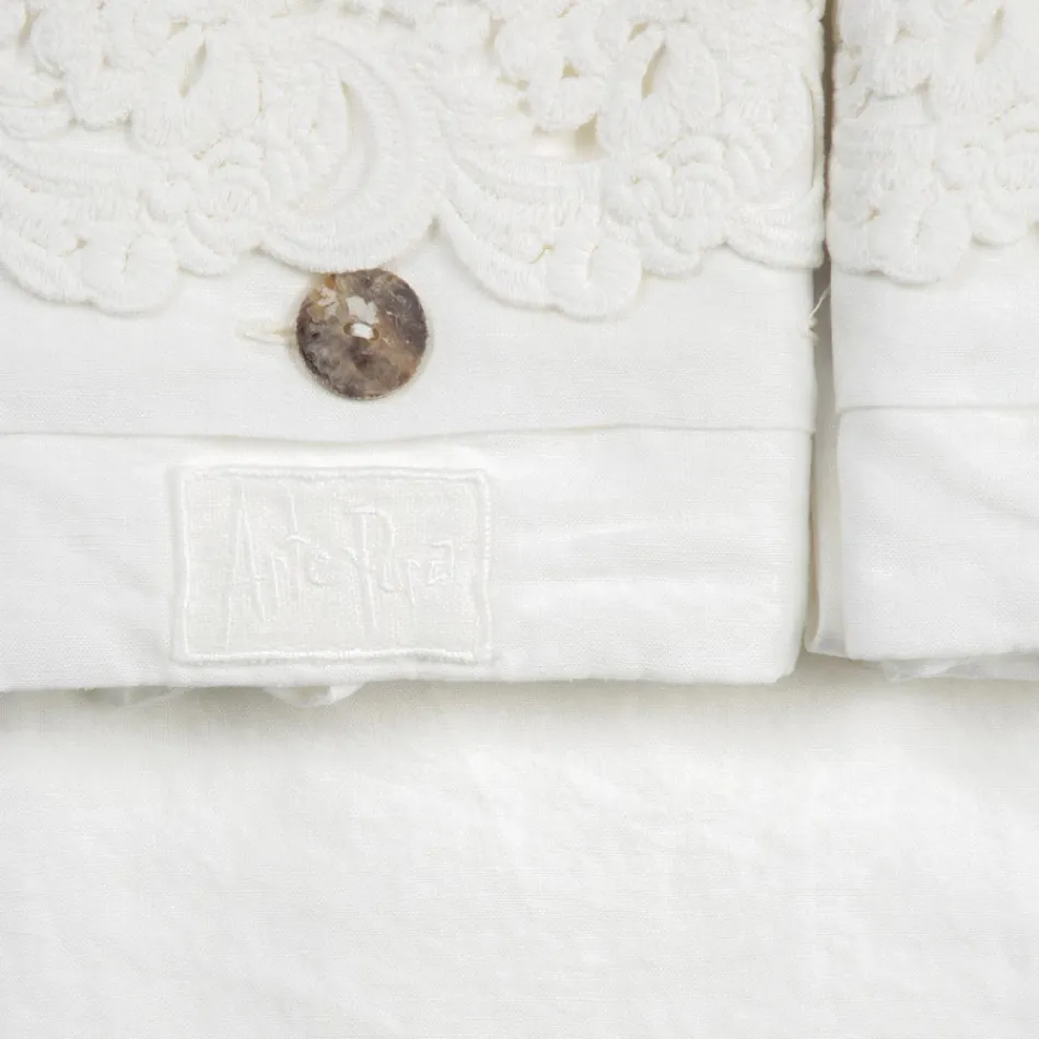 Dvojité prostěradlo ze světlého plátna a krajky Armonia 2 barvy - Detox Viadurini