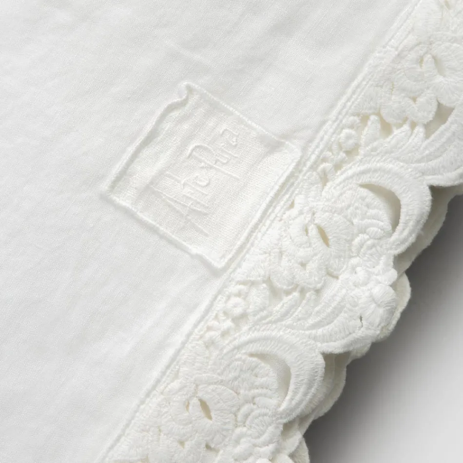 Dvojité prostěradlo ze světlého plátna a krajky Armonia 2 barvy - Detox Viadurini